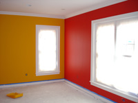 Painting MA - Image of painted room color bumblebee yellow ruby red